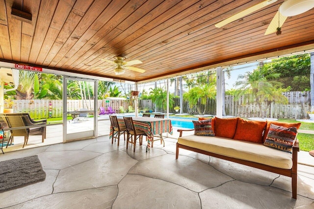 2701 SW 4th St, Boynton Beach, FL 33435 - sunroom / solarium with wood ceiling and finished concrete floors