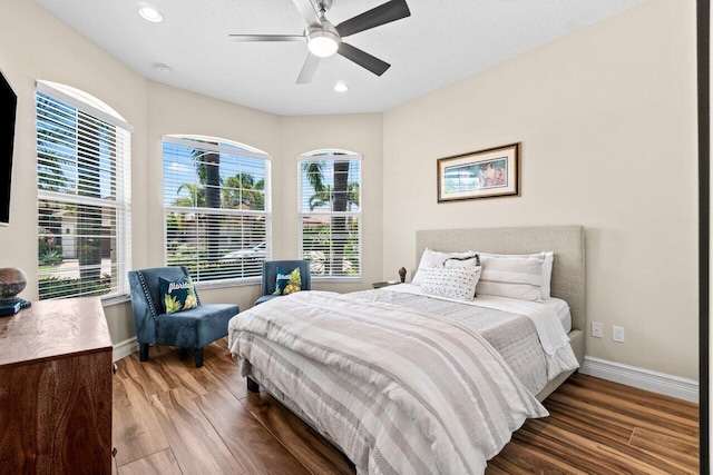 8673 Carmel Mountain Way, Boynton Beach, FL 33473 - bedroom featuring wood finished floors, baseboards, ceiling fan, and recessed lighting