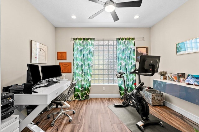 8673 Carmel Mountain Way, Boynton Beach, FL 33473 - office area with wood finished floors, plenty of natural light, ceiling fan, recessed lighting, and baseboards