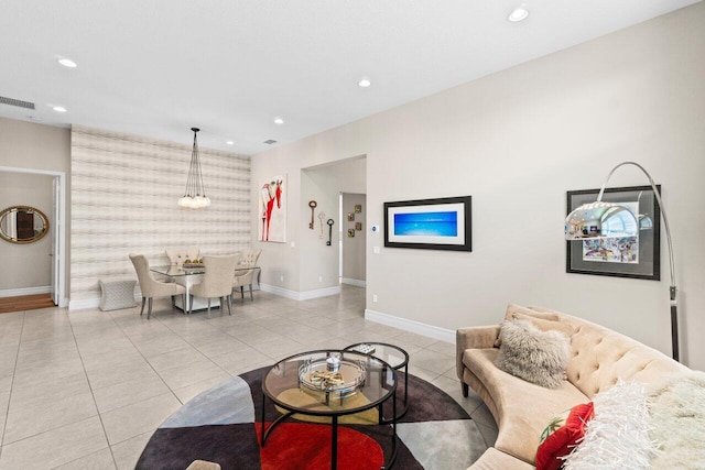 8673 Carmel Mountain Way, Boynton Beach, FL 33473 - living area with baseboards, recessed lighting, and light tile patterned floors