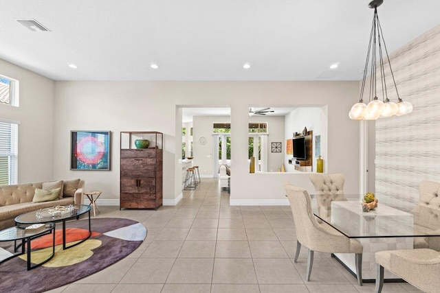 8673 Carmel Mountain Way, Boynton Beach, FL 33473 - dining room featuring plenty of natural light, recessed lighting, baseboards, and light tile patterned floors