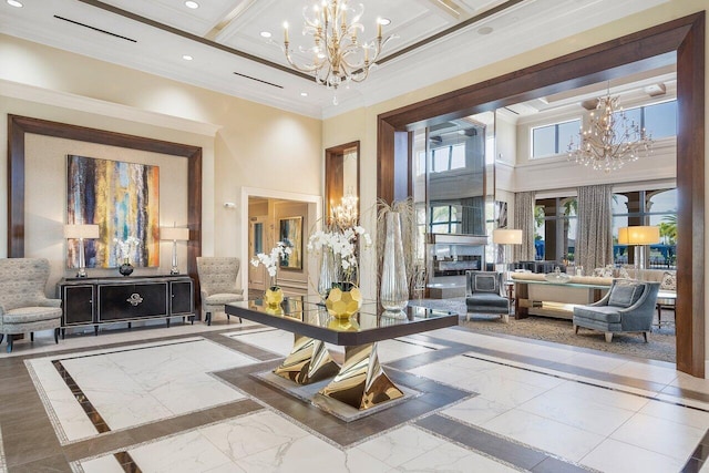 8673 Carmel Mountain Way, Boynton Beach, FL 33473 - community lobby with crown molding, recessed lighting, and a high ceiling