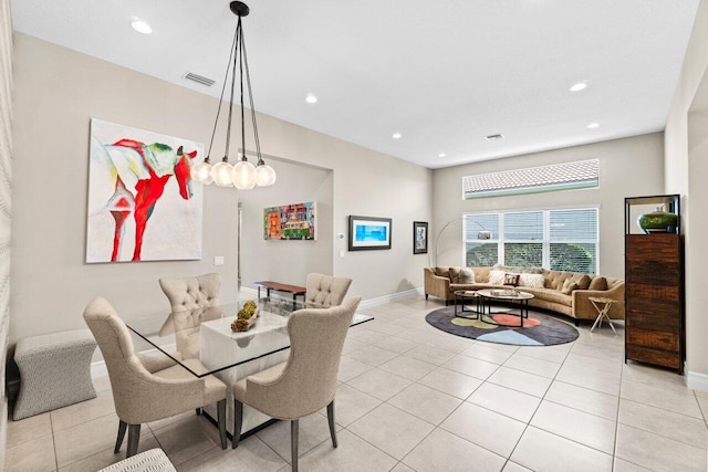 8673 Carmel Mountain Way, Boynton Beach, FL 33473 - dining room with light tile patterned flooring, baseboards, and recessed lighting