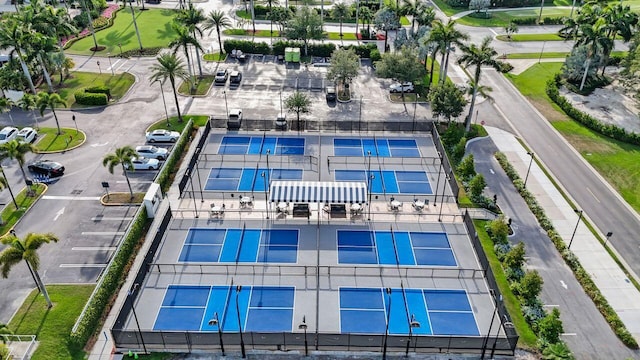 aerial view of a pool