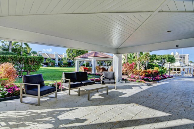 2707 N Ocean Blvd Unit D506, Boca Raton, FL 33431 - view of patio / terrace with a gazebo and an outdoor hangout area