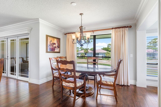 3980 Quail Ridge Dr Egret, Unit Egret, Boynton Beach, FL 33436 - dining area featuring baseboards, french doors, a textured ceiling, and a chandelier