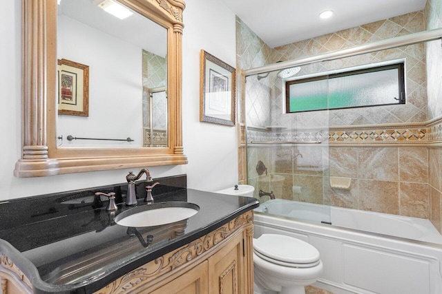 3980 Quail Ridge Dr Egret, Unit Egret, Boynton Beach, FL 33436 - bathroom featuring bath / shower combo with glass door, vanity, and toilet