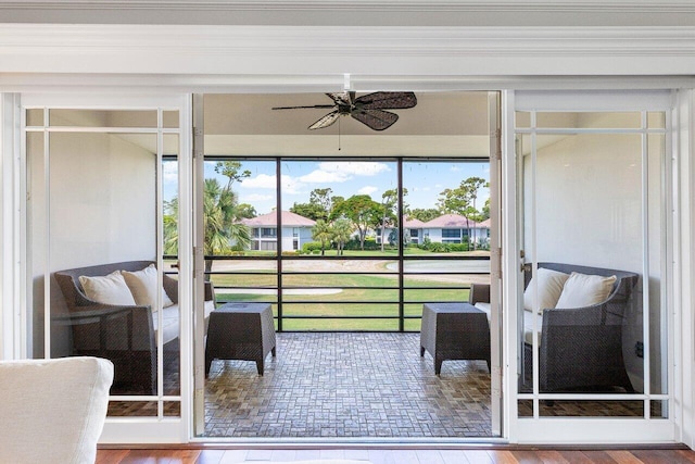 3980 Quail Ridge Dr Egret, Unit Egret, Boynton Beach, FL 33436 - sunroom / solarium with ceiling fan and a residential view