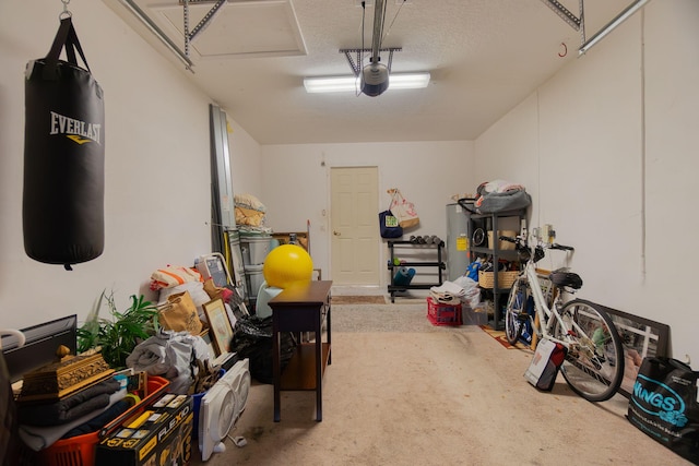 garage with a garage door opener