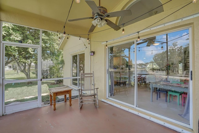 9681 Pine Trail Ct, Lake Worth, FL 33467 - sunroom / solarium with ceiling fan and a water view