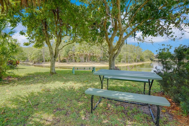 9681 Pine Trail Ct, Lake Worth, FL 33467 - surrounding community with a lawn and a water view