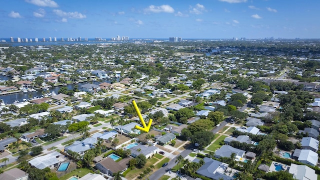aerial view with a view of city and a residential view