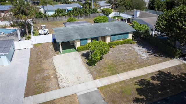 bird's eye view with a residential view