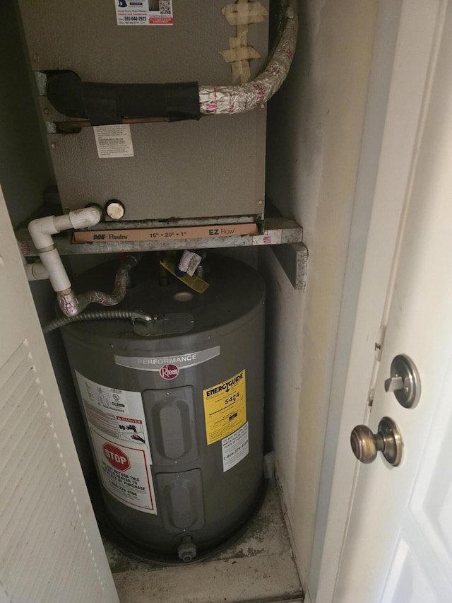 utility room with electric water heater
