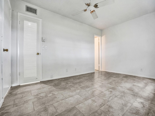 19 Abbey Ln Unit 203, Delray Beach, FL 33446 - empty room with baseboards, a ceiling fan, and visible vents