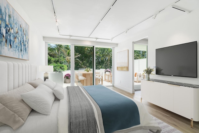 2774 S Ocean Blvd Unit 106, Palm Beach, FL 33480 - bedroom with rail lighting, light wood-style floors, and access to exterior