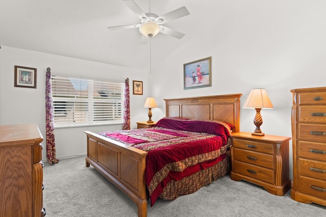 460 NW Turin Ct, Port Saint Lucie, FL 34986 - bedroom with light carpet, vaulted ceiling, and a ceiling fan