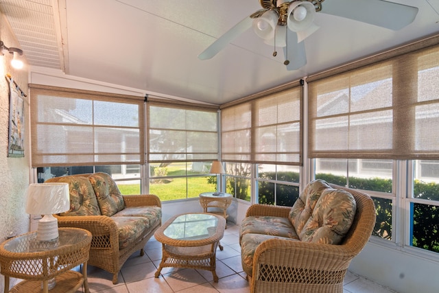 460 NW Turin Ct, Port Saint Lucie, FL 34986 - sunroom with a ceiling fan, lofted ceiling, and outdoor lounge area