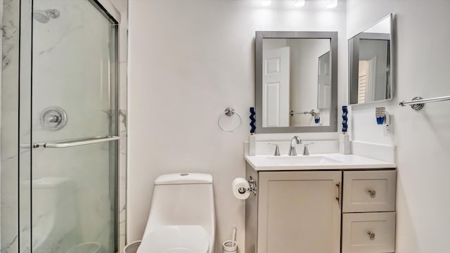 6320 Wedgewood Ter Unit 6320, Tamarac, FL 33321 - bathroom featuring vanity, a shower stall, and toilet