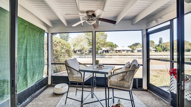 6320 Wedgewood Ter Unit 6320, Tamarac, FL 33321 - sunroom / solarium with beamed ceiling and a ceiling fan