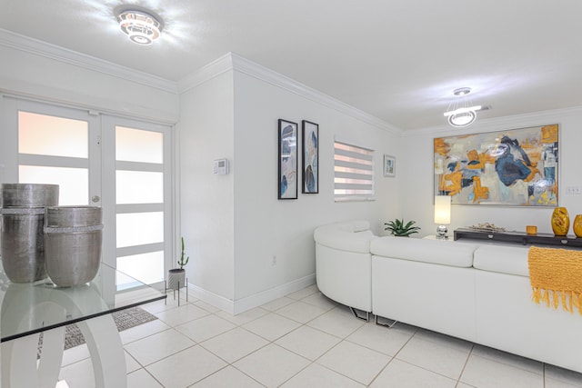22031 SW 127th Ave, Miami, FL 33170 - living room with crown molding, baseboards, and light tile patterned floors
