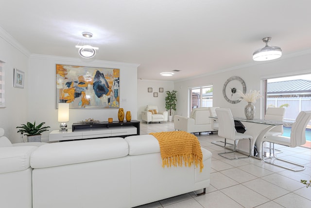 22031 SW 127th Ave, Miami, FL 33170 - living room with ornamental molding and light tile patterned floors