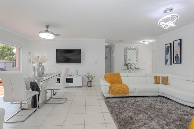 22031 SW 127th Ave, Miami, FL 33170 - living area with crown molding, light tile patterned floors, and baseboards