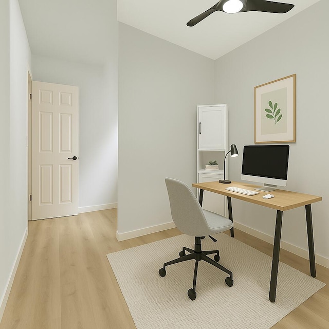 6049 Balboa Cir Unit 106, Boca Raton, FL 33433 - office space featuring baseboards, a ceiling fan, and light wood-style flooring