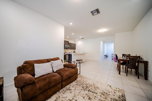 8633 Via, Mar Rosso, Lake Worth, FL 33467 - living area featuring visible vents, recessed lighting, baseboards, and light tile patterned flooring