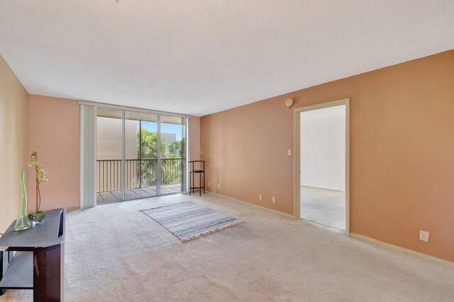 3301 NW 47th Ter Unit 410, Lauderdale Lakes, FL 33319 - spare room with a textured ceiling, expansive windows, baseboards, and carpet floors