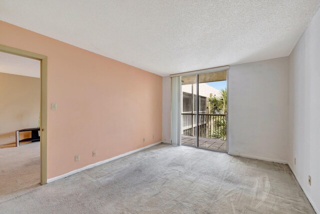 3301 NW 47th Ter Unit 410, Lauderdale Lakes, FL 33319 - spare room featuring a textured ceiling, carpet, a wall of windows, and baseboards