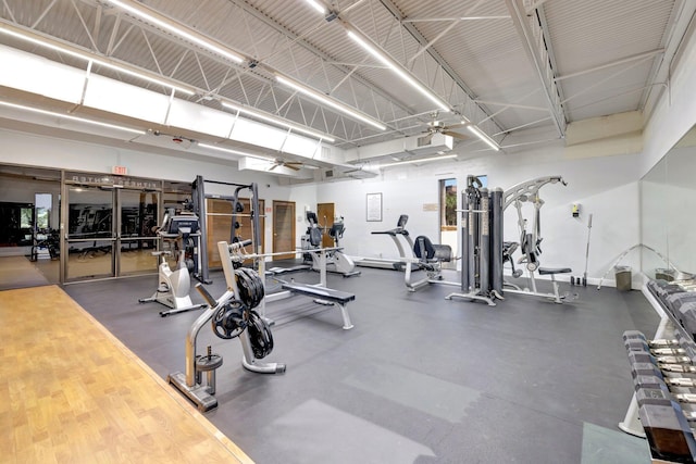 3301 NW 47th Ter Unit 410, Lauderdale Lakes, FL 33319 - exercise room with ceiling fan