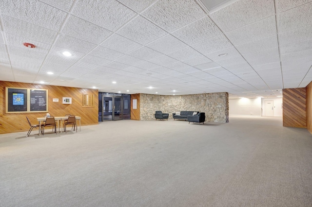 3301 NW 47th Ter Unit 410, Lauderdale Lakes, FL 33319 - finished below grade area featuring wood walls, carpet, recessed lighting, and a drop ceiling