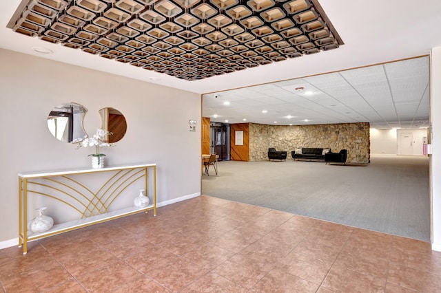 3301 NW 47th Ter Unit 410, Lauderdale Lakes, FL 33319 - interior space with baseboards, tile patterned floors, recessed lighting, and carpet floors