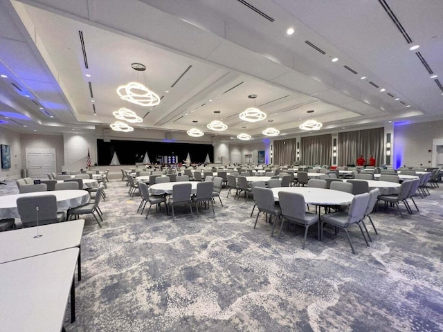 view of carpeted dining space