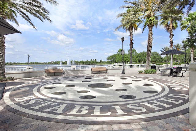 view of community featuring a water view