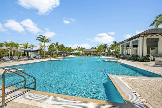 pool featuring a patio area