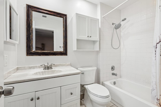 5748 Fox Hollow Dr Unit D, Boca Raton, FL 33486 - full bathroom with vanity, shower / bathtub combination with curtain, visible vents, and toilet