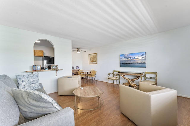 2520 S Federal Hwy Unit 14, Boynton Beach, FL 33435 - living area with a ceiling fan and wood finished floors