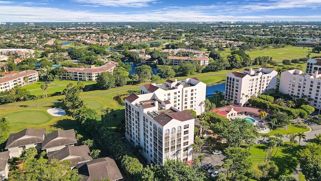 drone / aerial view featuring golf course view