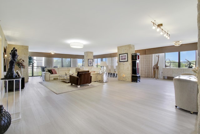living area with wood finished floors
