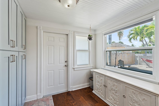 entrance foyer with baseboards and dark wood finished floors