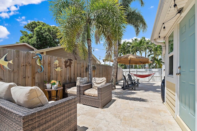 view of patio featuring a fenced backyard