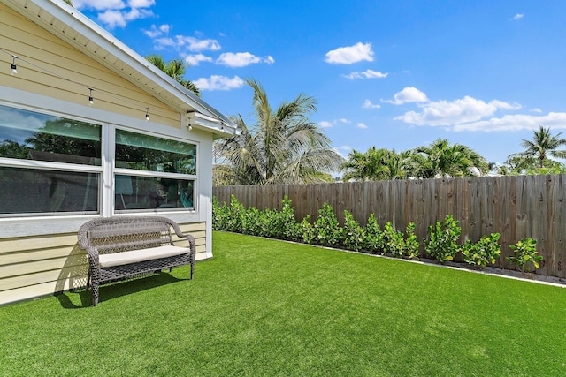 view of yard featuring a fenced backyard