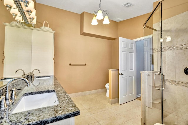 full bath featuring visible vents, a sink, and a stall shower