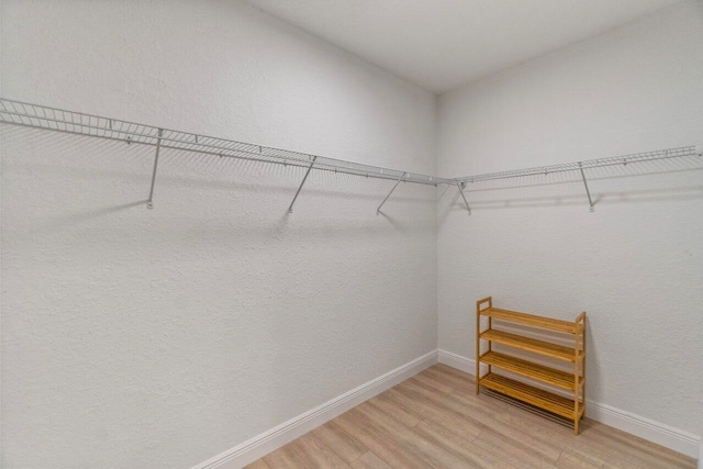 spacious closet with light wood-style flooring