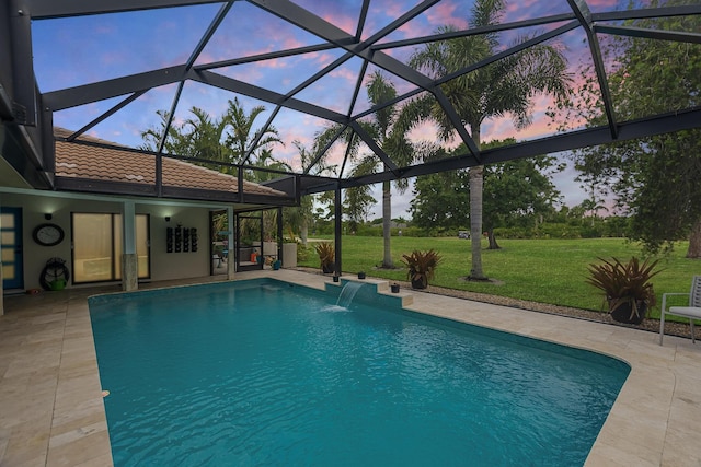 1333 SW Cedar Cv, Port Saint Lucie, FL 34986 - outdoor pool featuring a patio area, a yard, and a lanai