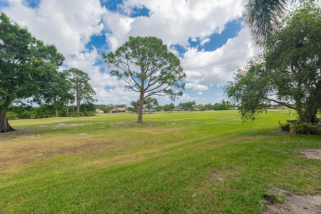 view of yard featuring view of golf course
