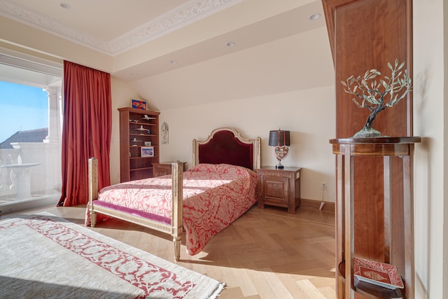 bedroom featuring baseboards and ornamental molding