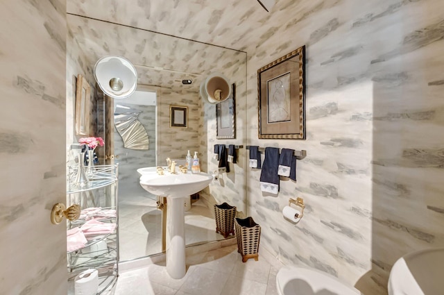 7578 Regency Lake Dr Unit 702, Boca Raton, FL 33433 - bathroom featuring tile patterned floors, toilet, and wallpapered walls